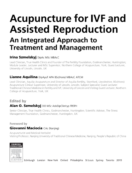 Book Cover: Acupuncture for IVF and Assisted Reproduction