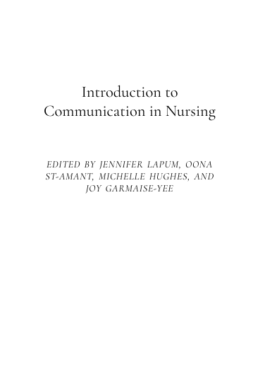 Book Cover: Introduction to Communication in Nursing