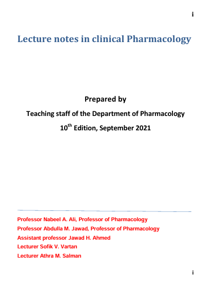 Book Cover: Lecture notes in clinical Pharmacology