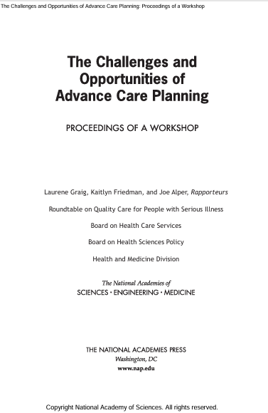 Book Cover: The Challenges and Opportunities of Advance Care Planning