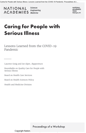 Book Cover: Caring for People with Serious Illness: Lessons Learned from the COVID-19 Pandemic