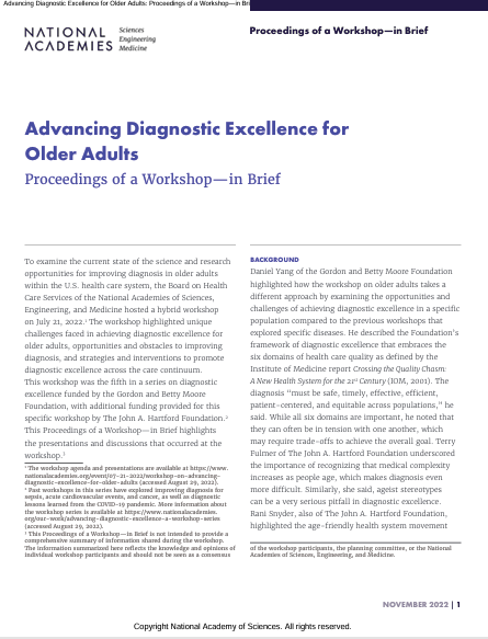 Book Cover: Advancing Diagnostic excellence for older Adults