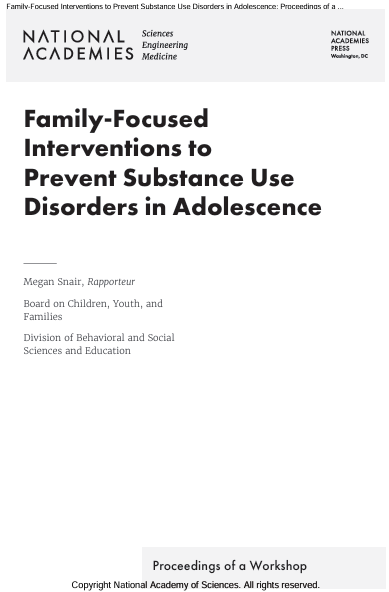 Book Cover: Family-Focused Interventions to Prevent Substance Use Disorders in Adolescence