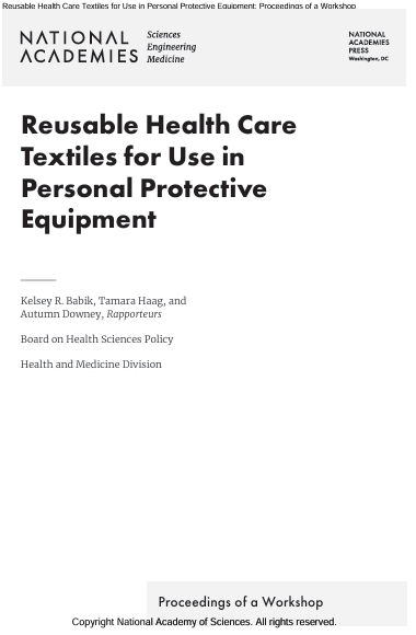 Book Cover: Reusable Health Care Textiles for Use in Personal Protective Equipment
