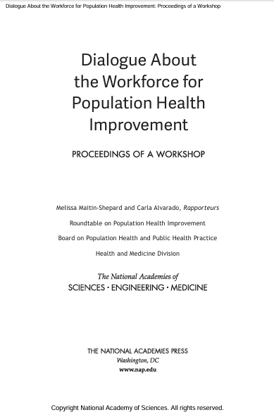 Book Cover: Dialogue About the Workforce for Population Health Improvement