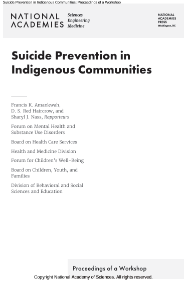 Book Cover: Suicide Prevention in Indigenous Communities