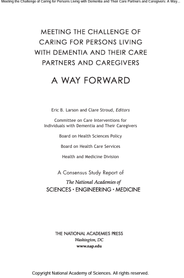 Book Cover: Meeting the Challenge of Caring for Persons Living with Dementia and Their Care Partners and Caregivers