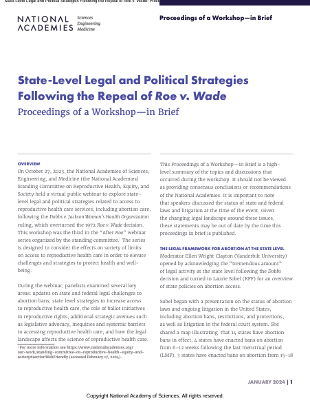 Book Cover: State-Level Legal and Political Strategies Following the Repeal of Roe v. Wade
