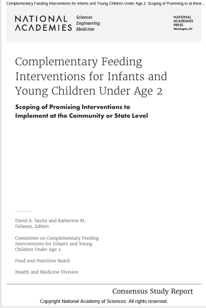 Book Cover: Complementary Feeding Interventions for Infants and Young Children Under Age 2