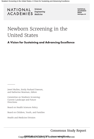 Book Cover: Newborn Screening in the United States