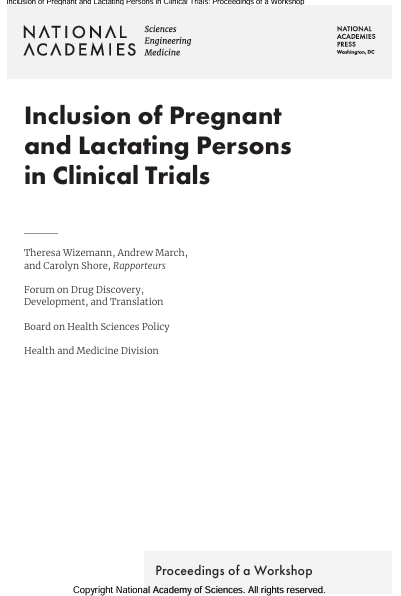 Book Cover: Inclusion of Pregnant and Lactating Persons in Clinical Trials