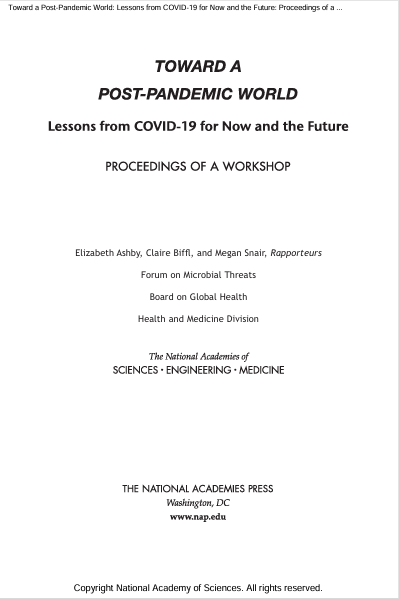 Book Cover: Lessons from Covid-19 For Now and the Future