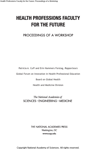 Book Cover: HEALTH PROFESSIONS FACULTY FOR THE FUTURE