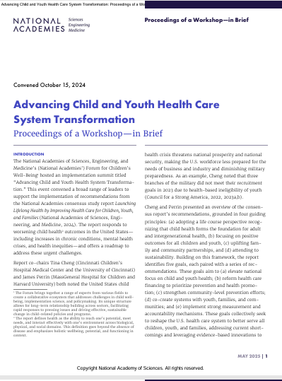 Book Cover: Advancing Child and Youth Health Care System Transformation