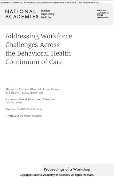 Book Cover: Addressing Workforce Challenges Across the Behavioral Health Continuum of Care