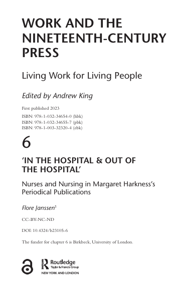 Book Cover: WORK AND THE NINETEENTH-CENTURY PRESS Living Work for Living People
